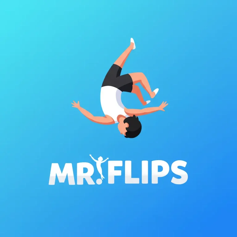 Mr Flip Unblocked stunt game with gymnast performing flips and landing on platforms