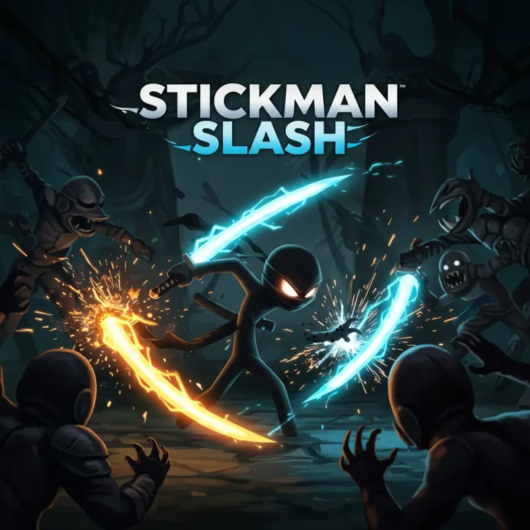 Stickman Slash action game with ninja fighting enemies in fast-paced combat